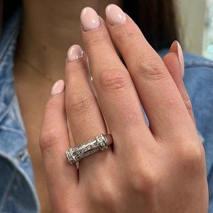 Rachel Koen 1.00Cttw Baguette & Round Cut Diamond Ring 14K White Gold Size 6.5